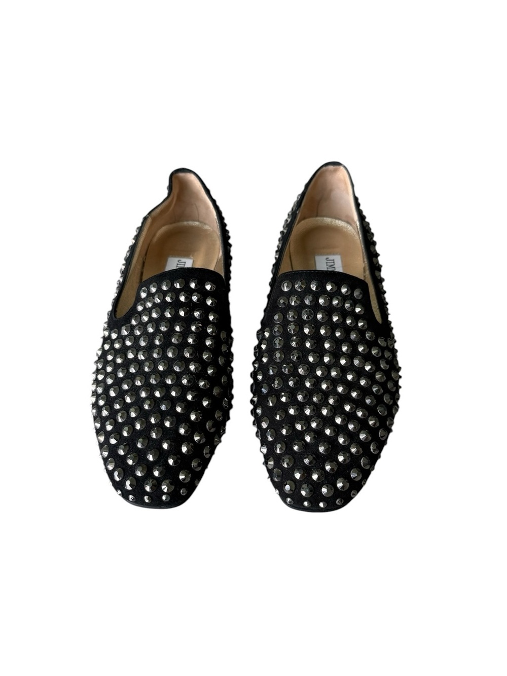 Jimmy Choo Black Studded Velvet Slip-On Loafers Size 5